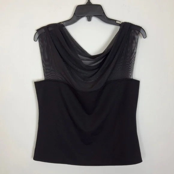 Marcella NYC Cabrini Top European Ponte & Mesh Drape Top Medium - Picture 11 of 16